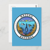 Carte Postale Badge de plongée aux Bahamas à Nassau (Devant / Derrière)