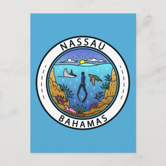 Carte Postale Badge de plongée aux Bahamas à Nassau (Devant)