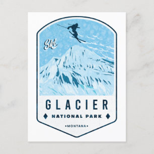 Carte Postale Badge de ski du parc national des Glaciers