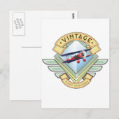 Carte Postale badge de vol de style vintage (Devant / Derrière)