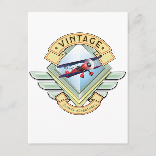 Carte Postale badge de vol de style vintage (Devant)