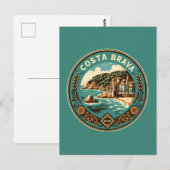 Carte Postale Badge de voyage artistique de la Costa Brava Espag (Devant / Derrière)