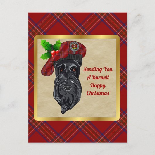Carte Postale Badge du clan Burnett & Noël Tartan (Devant)