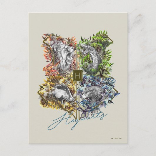 Carte Postale Badge HOGWARTS™ Floral Graphic (Devant)