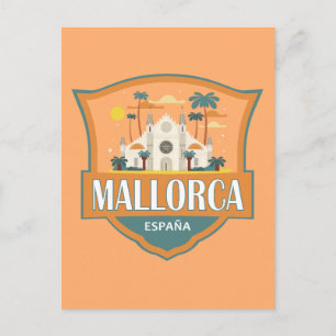 Carte Postale Badge Rétro de Voyage à Majorque Espagne