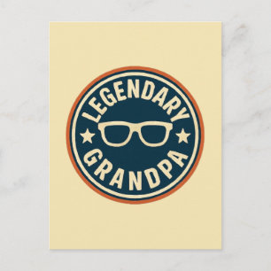 Carte Postale badge rétro grand-père légendaire
