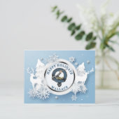 Carte Postale Badge Wallace Clan avec drapeaux blancs hiver (Debout devant)