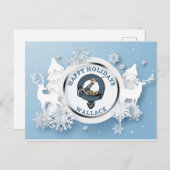 Carte Postale Badge Wallace Clan avec drapeaux blancs hiver (Devant / Derrière)
