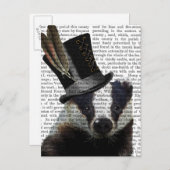 Carte Postale Badger de Steampunk dans le chapeau supérieur (Devant / Derrière)