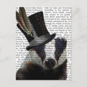 Carte Postale Badger de Steampunk dans le chapeau supérieur (Devant)