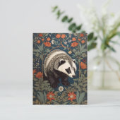 Carte Postale Badger de Woodland William Morris inspiré (Debout devant)
