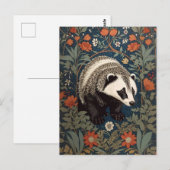 Carte Postale Badger de Woodland William Morris inspiré (Devant / Derrière)