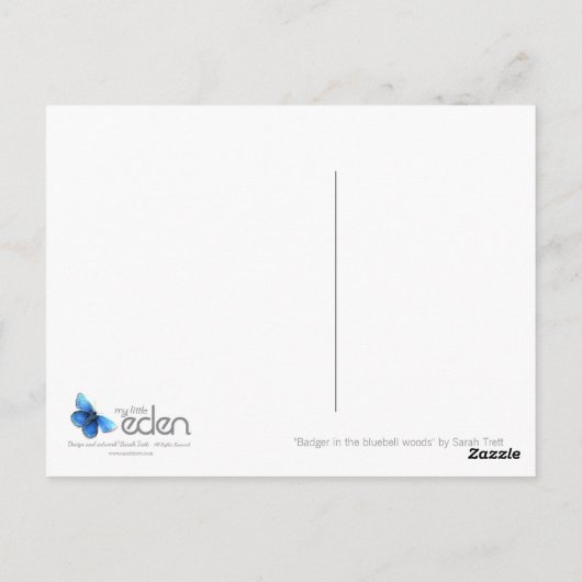 Carte postale 'Badger in the bluebell woods' (Dos)