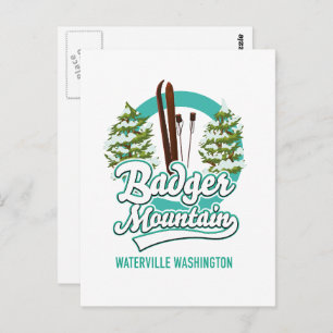 Carte Postale Badger Mountain Waterville Washington logo du ski