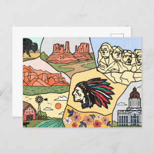 Carte Postale Badlands Mt Rushmore Black Hills South Dakota Cart
