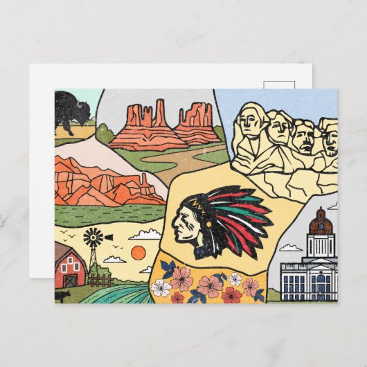 Carte Postale Badlands Mt Rushmore Black Hills South Dakota Cart (Devant / Derrière)