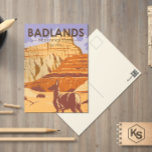 Carte Postale Badlands National Park South Dakota Vintage<br><div class="desc">Conception d'oeuvres vectorielles Badlands. Les paysages spectaculaires du parc s’étendent sur des formations rocheuses superposées,  des canyons escarpés et des pointes d’altitude. Le bison,  le mouton de l'Amérique et le chien des Prairies habitent ses prairies tentacules.</div>