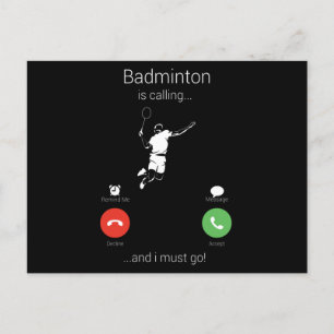 Carte Postale Badminton Appelle Et Je Dois Y Aller