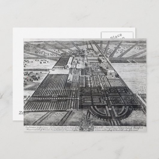 Carte Postale Badminton House dans le comté de Gloucester (Devant / Derrière)