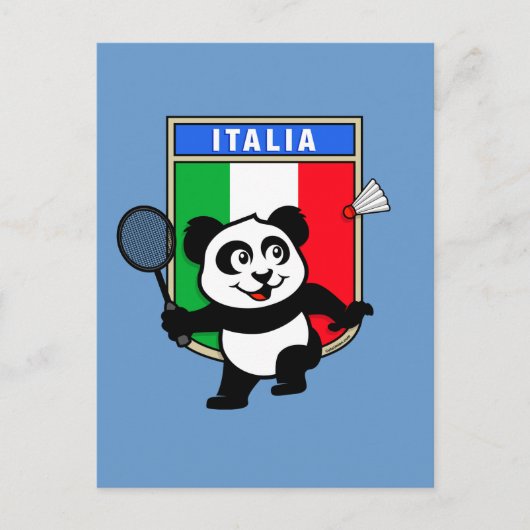 Carte Postale Badminton Italie Panda (Devant)