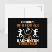 Carte Postale Badminton - Oiseaux d'une plume (Devant / Derrière)