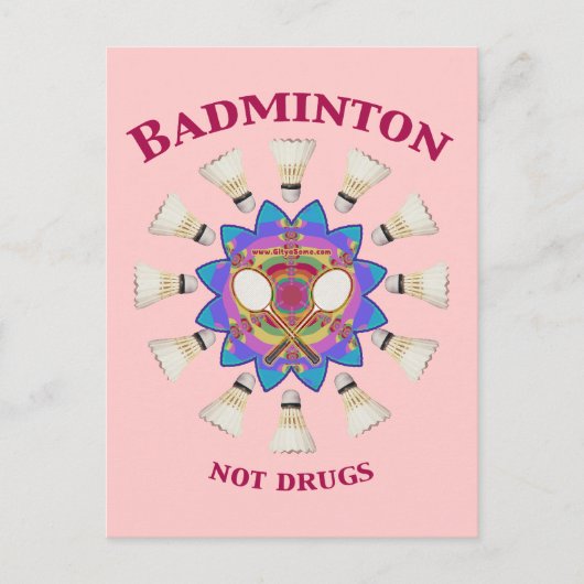 Carte Postale Badminton pas drogues (Devant)