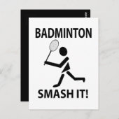 Carte Postale Badminton Smash It Sports Badminton (Devant / Derrière)