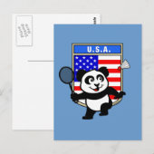 Carte Postale Badminton USA Panda (Devant / Derrière)