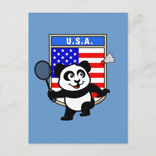 Carte Postale Badminton USA Panda (Devant)