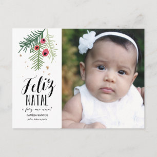 Carte Postale Bagas Vermelhas   Feliz Natal   Cartão Postal