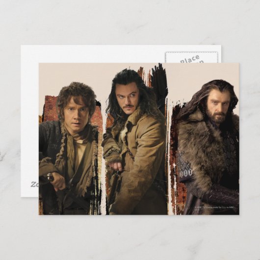 CARTE POSTALE BAGGINS™, BARD THE BOWMAN™ & THORIN OAKENSHIELD™ (Devant / Derrière)