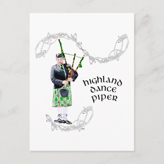 Carte Postale Bagpiper de gentillesse dans Green Kilt (Devant)