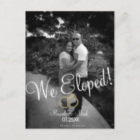 Bague en faux or photo noir blanc Script Eloped