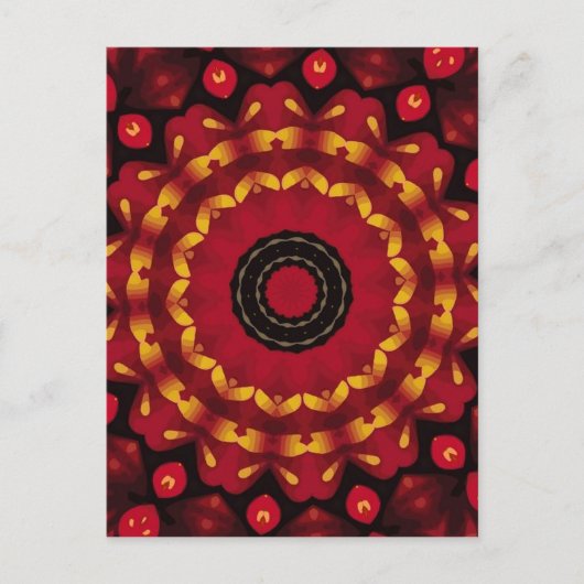 Carte Postale Bagues D'or Sur Mandala Rouge (Devant)