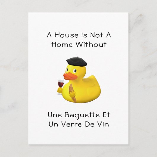 Carte Postale Baguette et canard à vin en caoutchouc Beret (Devant)