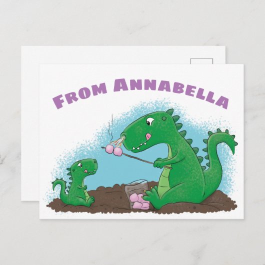 Carte Postale Baguettes mignonnes grillant des marshmallows dess (Devant / Derrière)