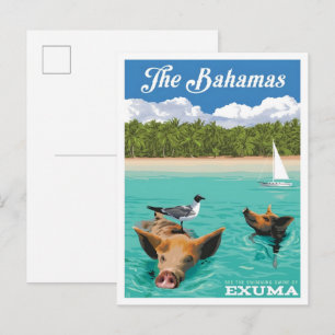 Carte Postale Bahamas Caraïbes Voyages Vintage 
