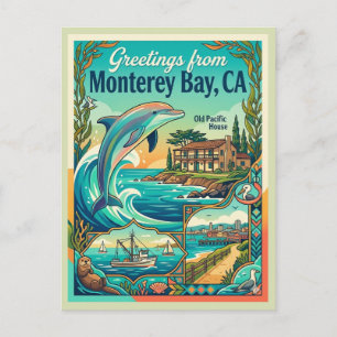 Carte Postale Baie de Monterey Californie Dauphin Style Vintage