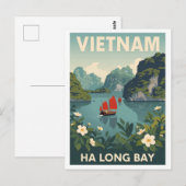 Carte Postale Baie d'Ha Long vintage (Devant / Derrière)