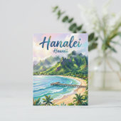 Carte Postale Baie d'Hanalei Hawaï (Debout devant)