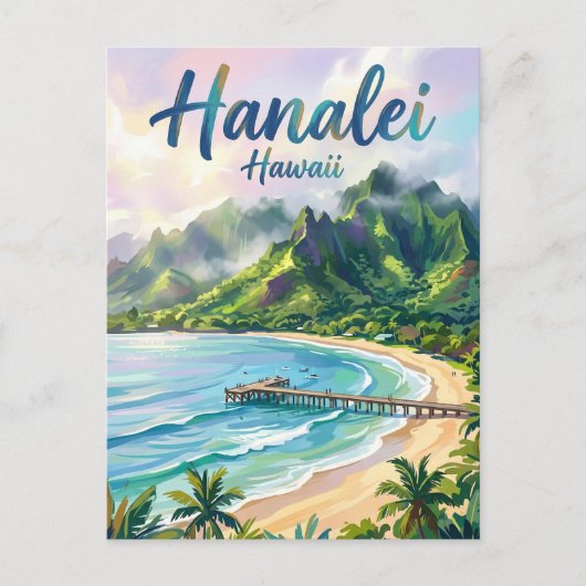 Carte Postale Baie d'Hanalei Hawaï (Devant)
