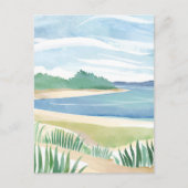 Carte Postale Baie d'herbe de plage | Aquarelle Océan Mer côtièr (Devant)