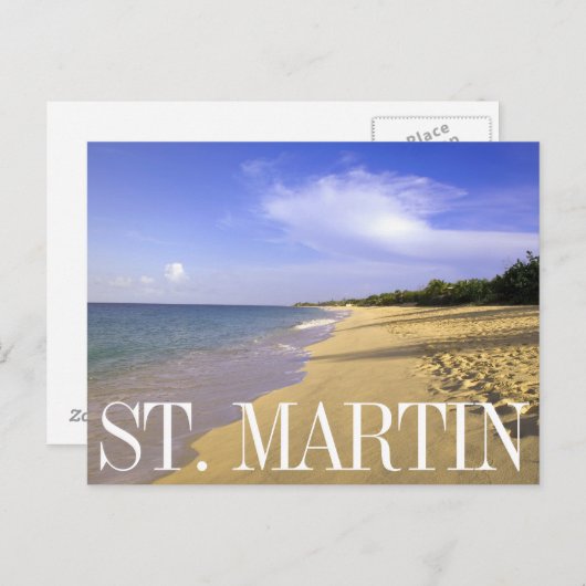 Carte Postale Baie Longue Long Bay Beach, St. Martin (Devant / Derrière)