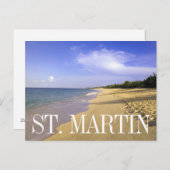 Carte Postale Baie Longue Long Bay Beach, St-Martin | Anniversai (Devant / Derrière)