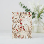 Carte Postale Baies de Noël classiques et flocons de neige (Debout devant)