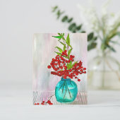 Carte Postale Baies d'eau Red Christmas Berries (Debout devant)