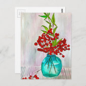 Carte Postale Baies d'eau Red Christmas Berries (Devant / Derrière)