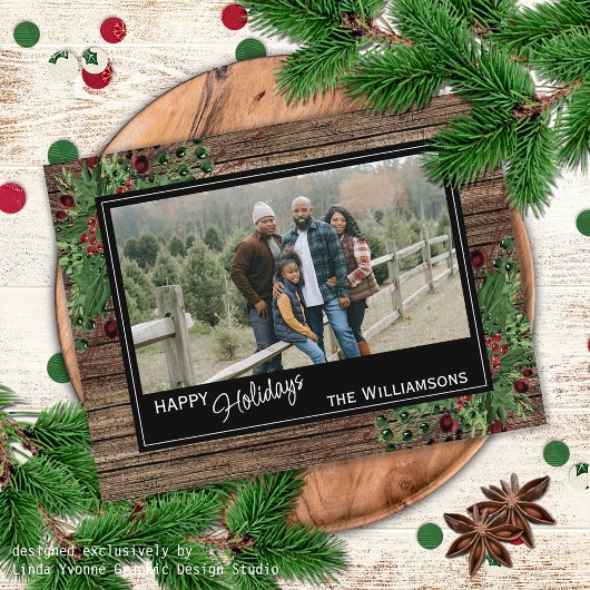 Carte Postale Baies rouges Baies vertes Holly mignonne Feuillage