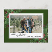 Carte Postale Baies rouges Baies vertes Holly mignonne Feuillage (Devant)