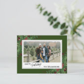 Carte Postale Baies rouges Baies vertes Holly mignonne Feuillage (Debout devant)